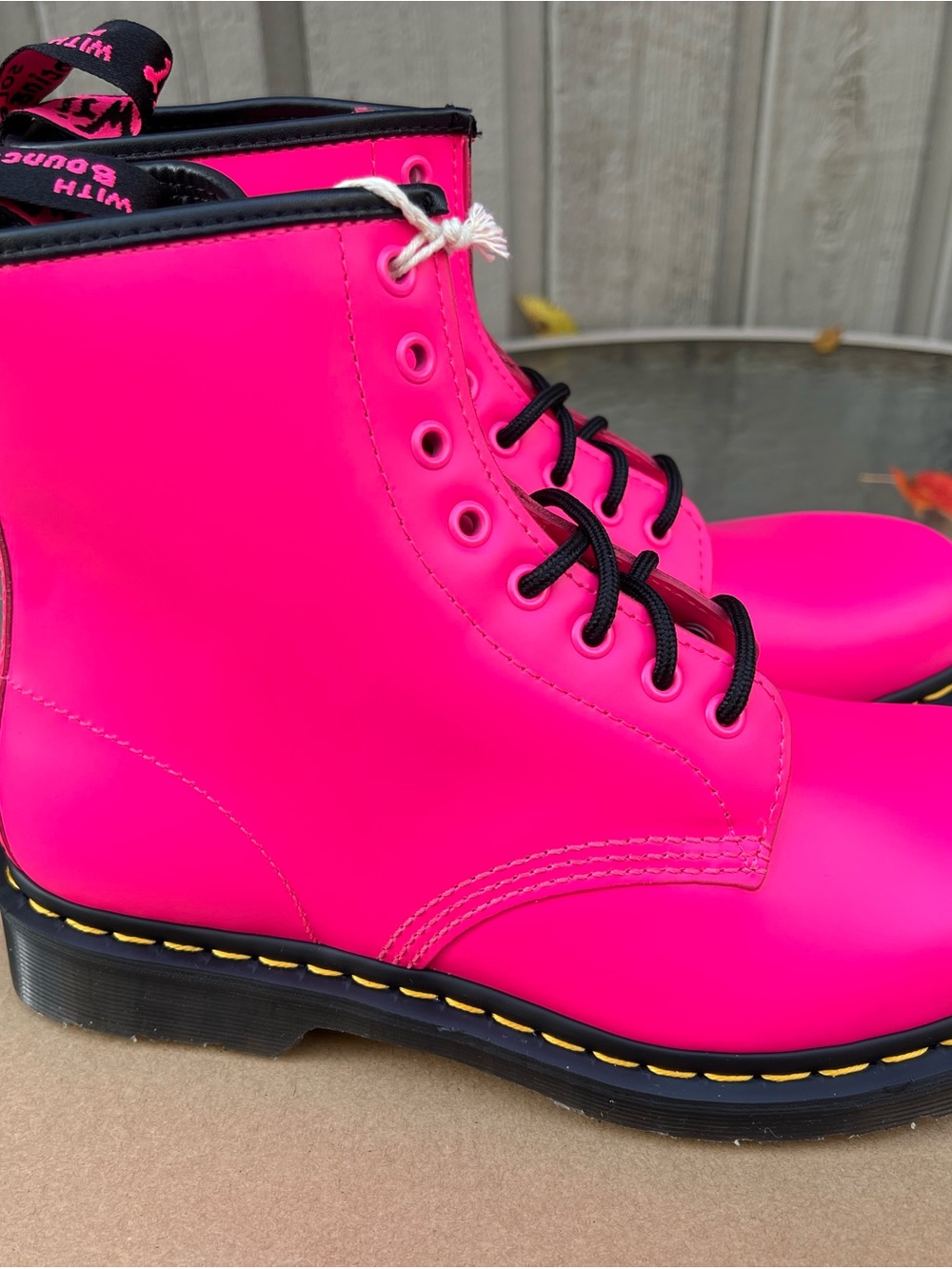 Dr. Martens Neon Pink 8-Eye Lace-Up Boots